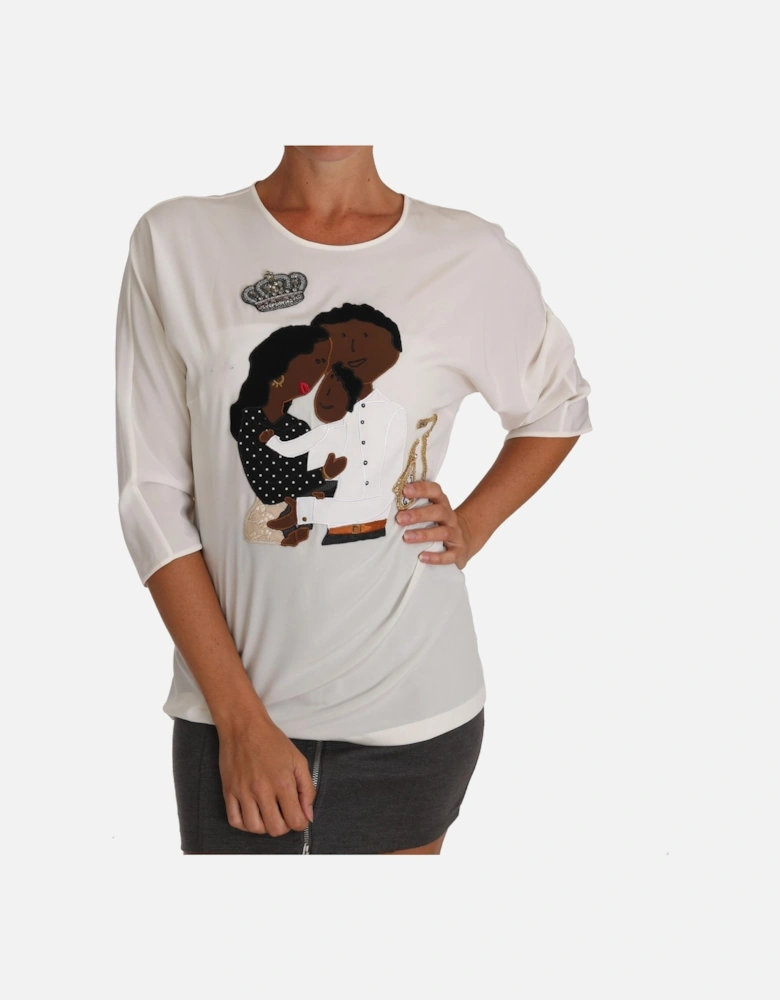 Family Appliqu Top TSH3368 Women - White T-Shirts