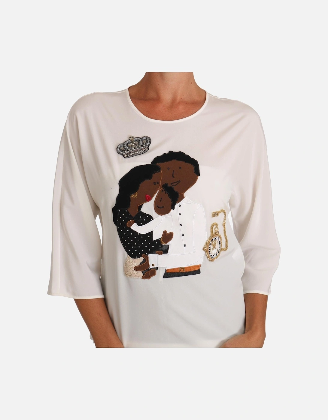 Family Appliqu Top TSH3368 Women - White T-Shirts