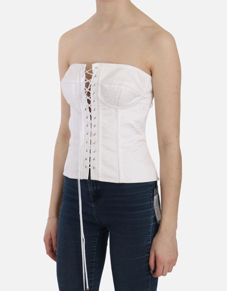 Dolce Gabbana Corset Top Strapless LaceUp Women - White T-Shirts