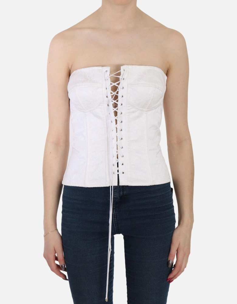 Dolce Gabbana Corset Top Strapless LaceUp Women - White T-Shirts