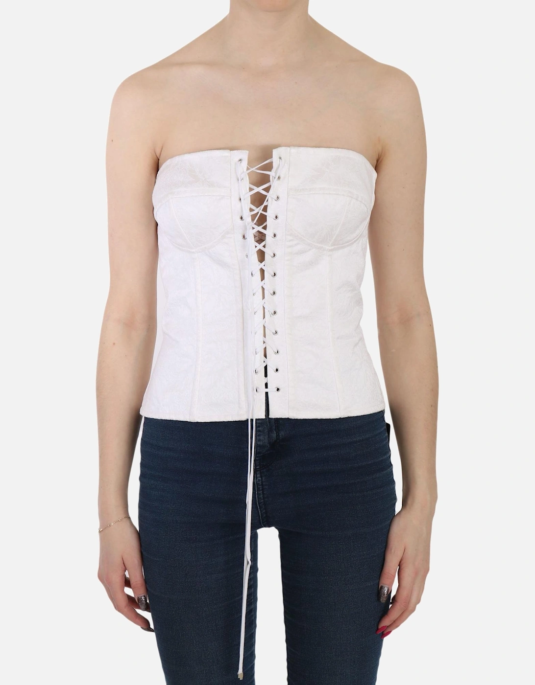 Dolce Gabbana Corset Top Strapless LaceUp Women - White T-Shirts, 6 of 5