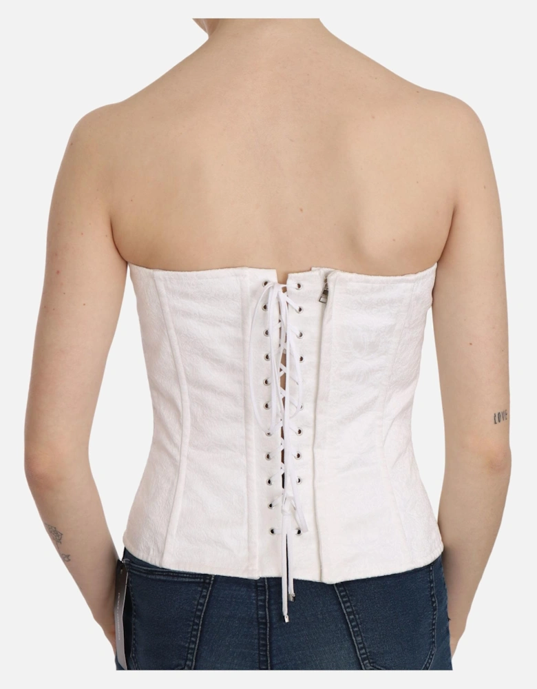 Dolce Gabbana Corset Top Strapless LaceUp Women - White T-Shirts