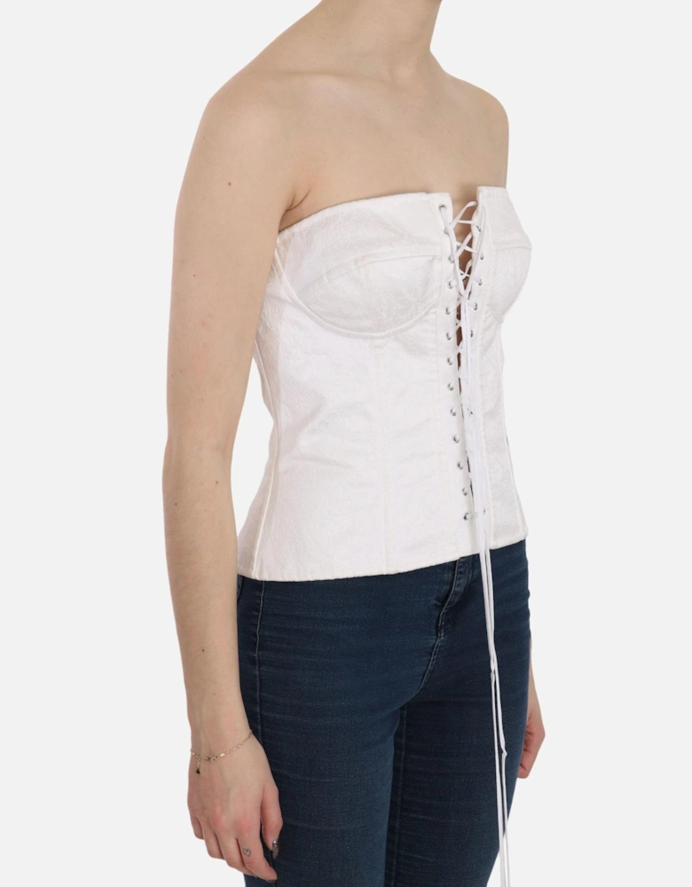 Dolce Gabbana Corset Top Strapless LaceUp Women - White T-Shirts