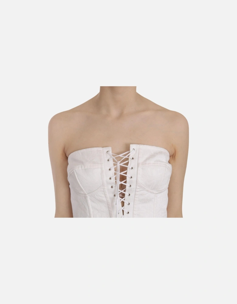 Dolce Gabbana Corset Top Strapless LaceUp Women - White T-Shirts