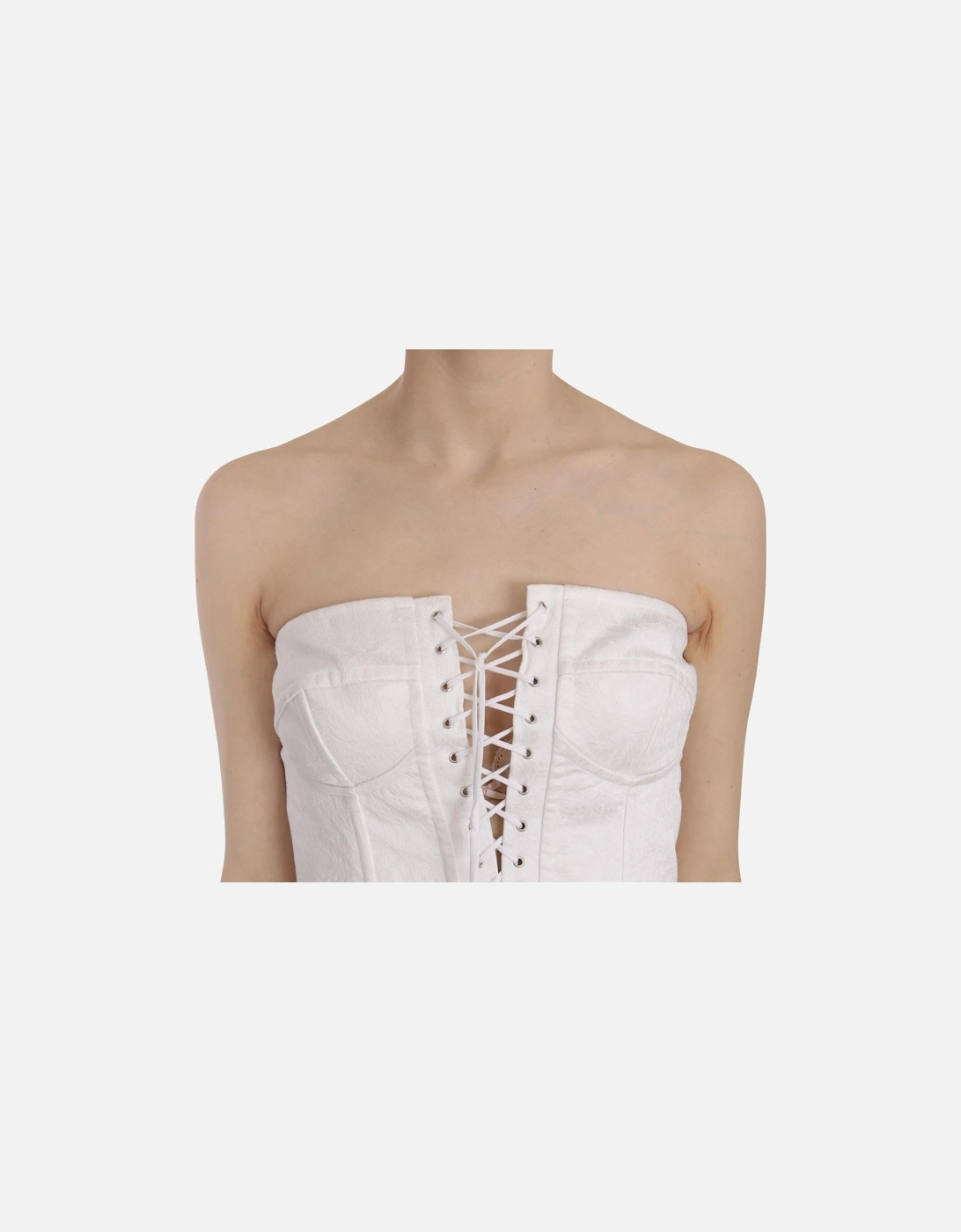 Dolce Gabbana Corset Top Strapless LaceUp Women - White T-Shirts
