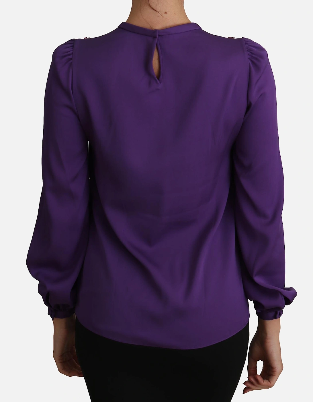 Silk Blouse with Multicolor Crystals Women - Purple T-Shirts