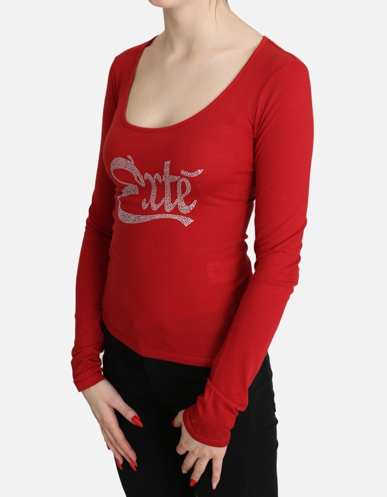 Long Sleeve Scoop Neck Top TSH3414 Women - Red T-Shirts
