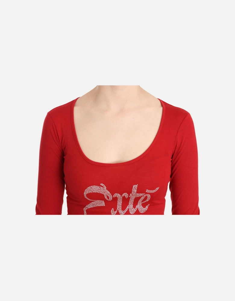 Long Sleeve Scoop Neck Top TSH3414 Women - Red T-Shirts