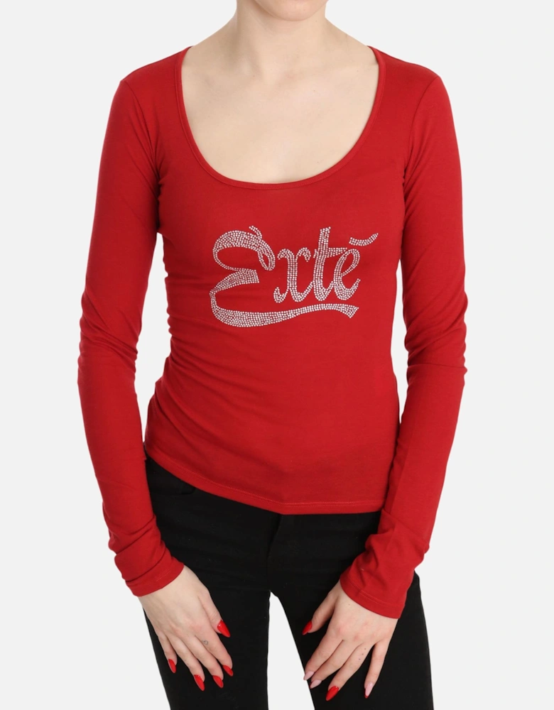 Long Sleeve Scoop Neck Top TSH3414 Women - Red T-Shirts