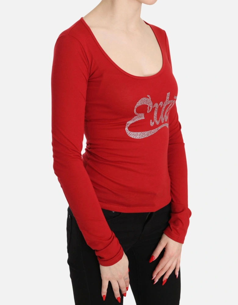 Long Sleeve Scoop Neck Top TSH3414 Women - Red T-Shirts