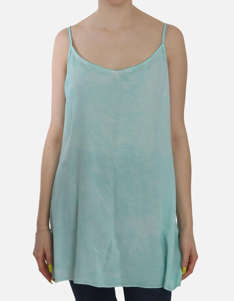 Spaghetti Strap Sleeveless Viscose Blouse Women - Blue T-Shirts