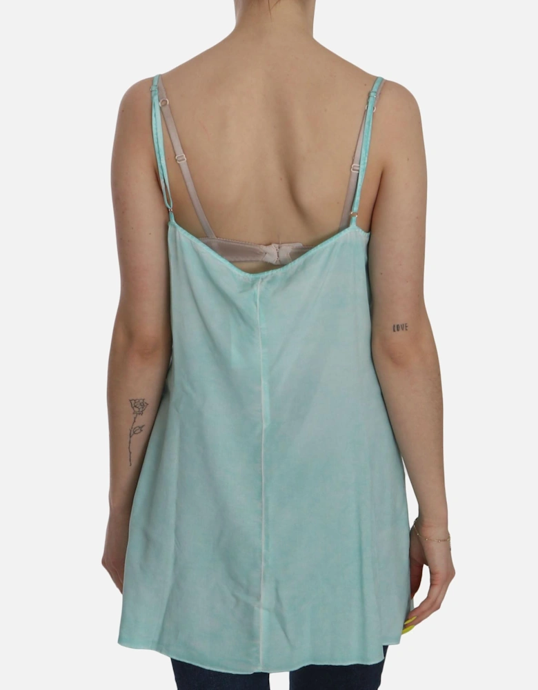 Spaghetti Strap Sleeveless Viscose Blouse Women - Blue T-Shirts