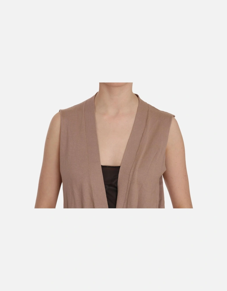 Knit Vest Sleeveless Cardigan Women - Brown