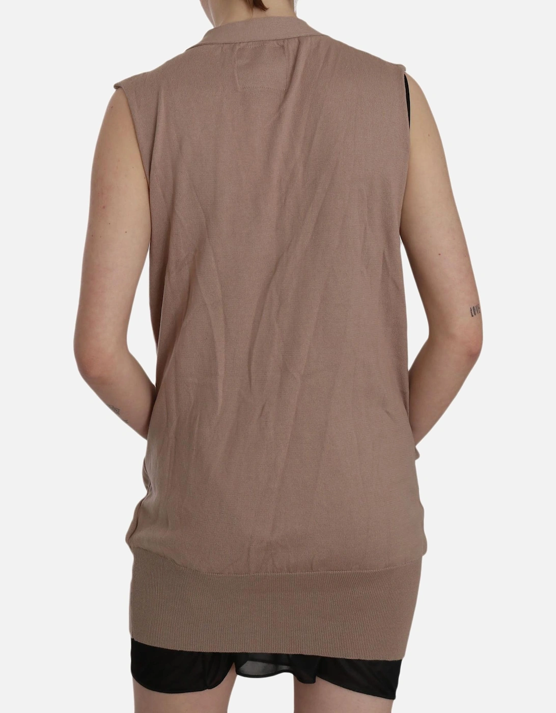 Knit Vest Sleeveless Cardigan Women - Brown