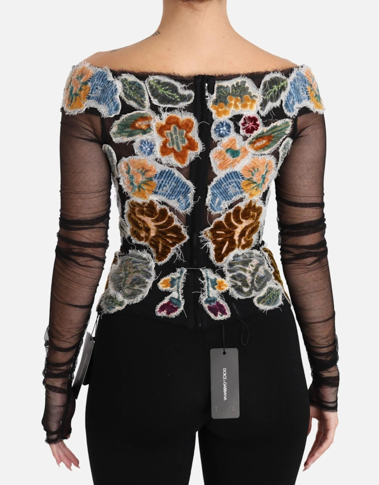 Dolce Gabbana Floral Appliqu Mesh Top TSH3085 Women - Multicolor