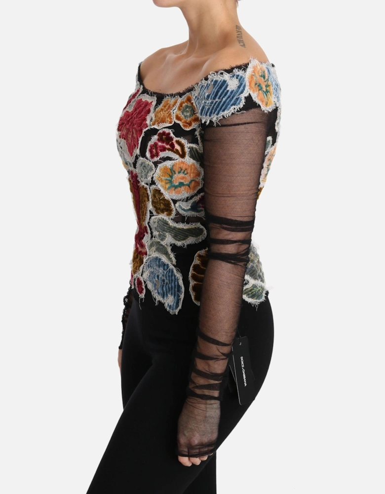 Dolce Gabbana Floral Appliqu Mesh Top TSH3085 Women - Multicolor