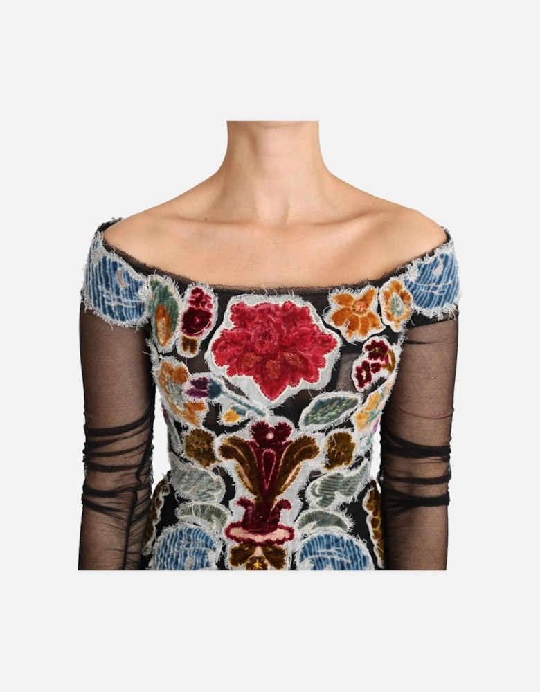 Dolce Gabbana Floral Appliqu Mesh Top TSH3085 Women - Multicolor
