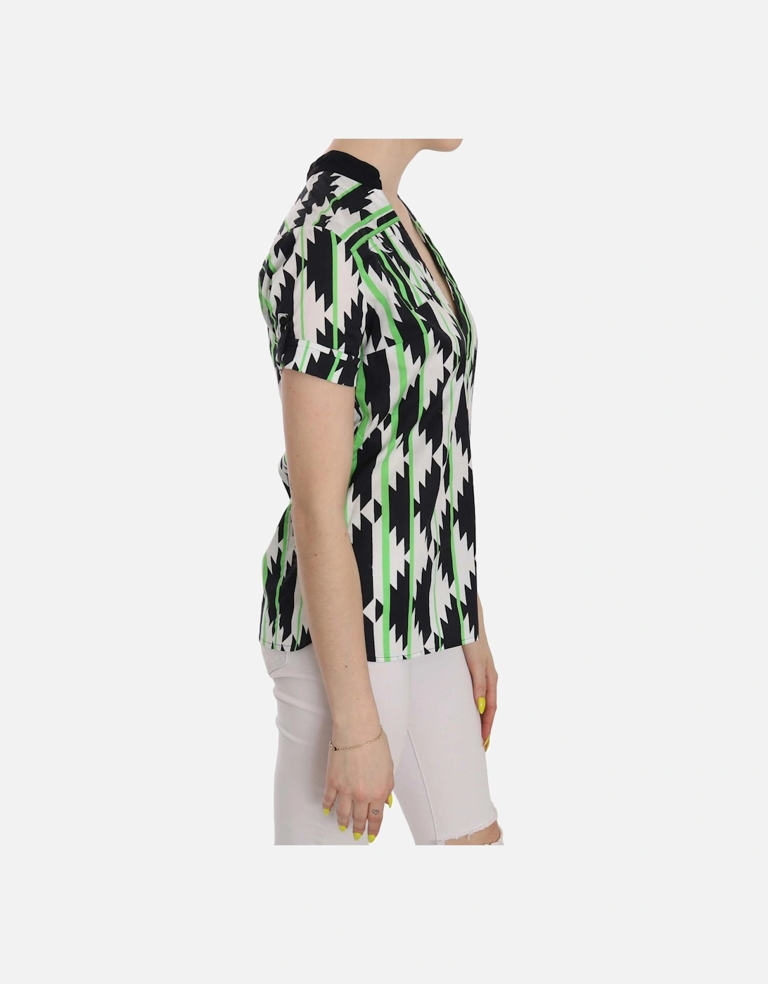 Geometric Print Short Sleeve VNeck Top Women - Multicolor T-Shirts