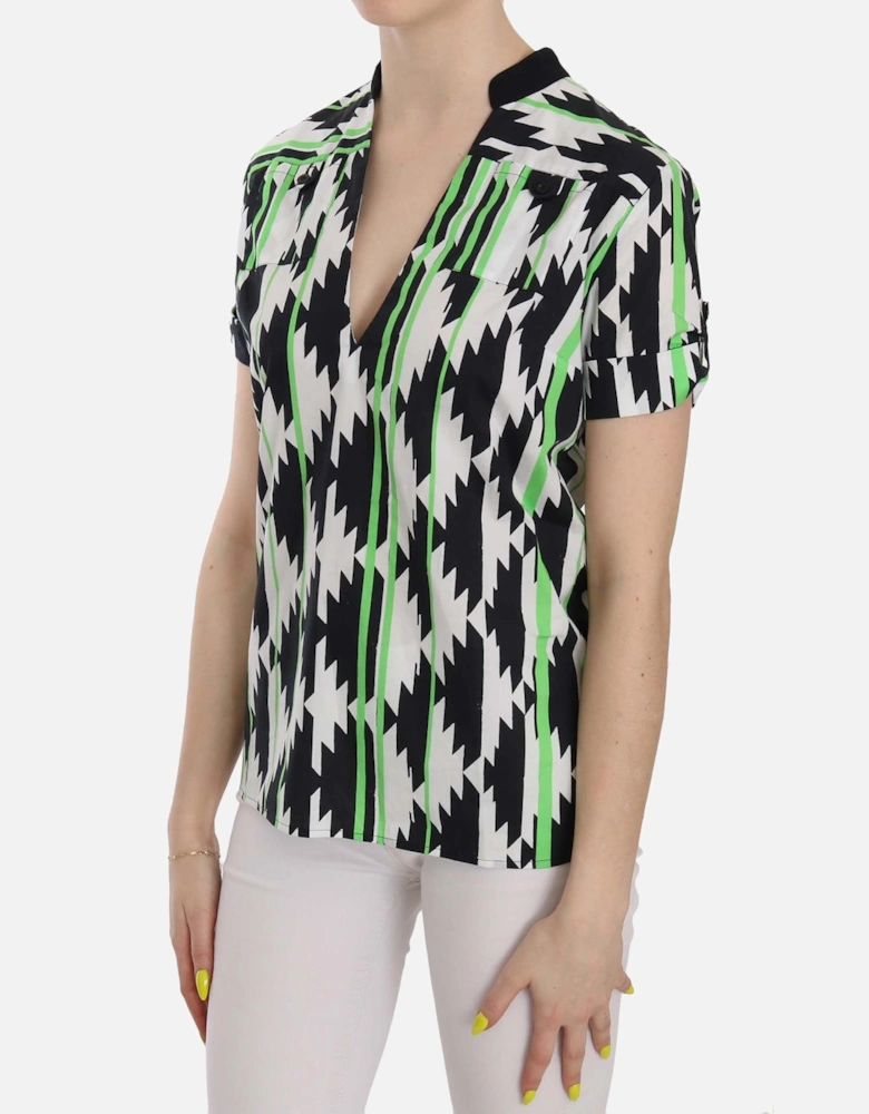 Geometric Print Short Sleeve VNeck Top Women - Multicolor T-Shirts