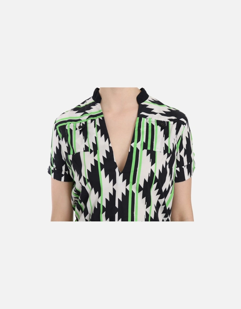 Geometric Print Short Sleeve VNeck Top Women - Multicolor T-Shirts