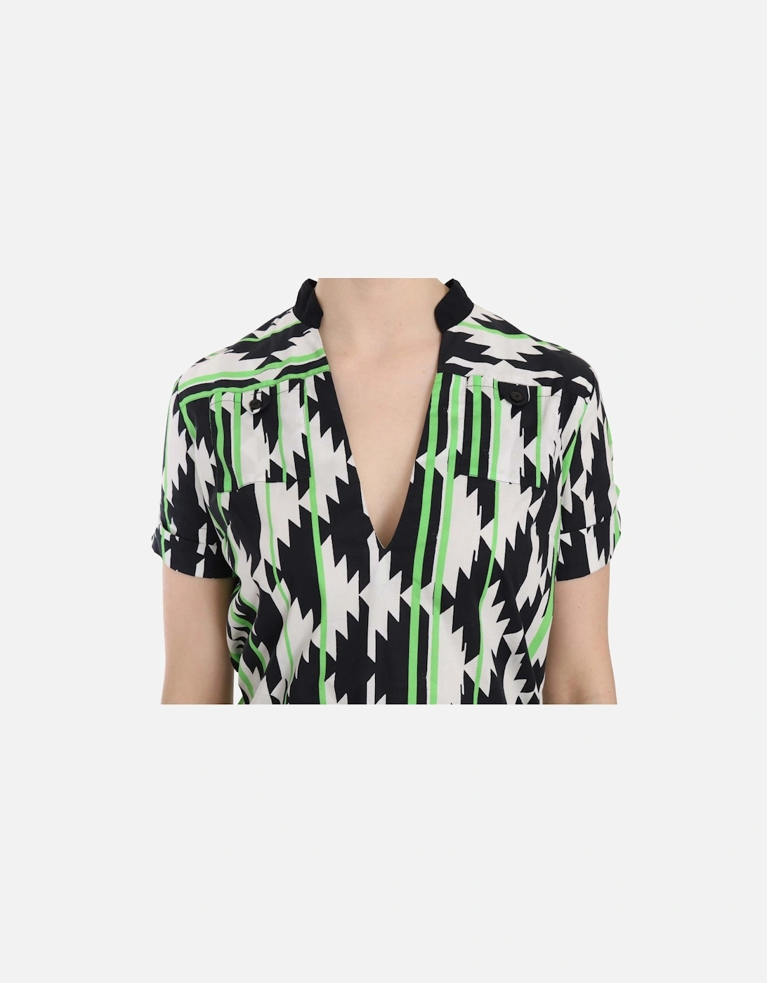 Geometric Print Short Sleeve VNeck Top Women - Multicolor T-Shirts