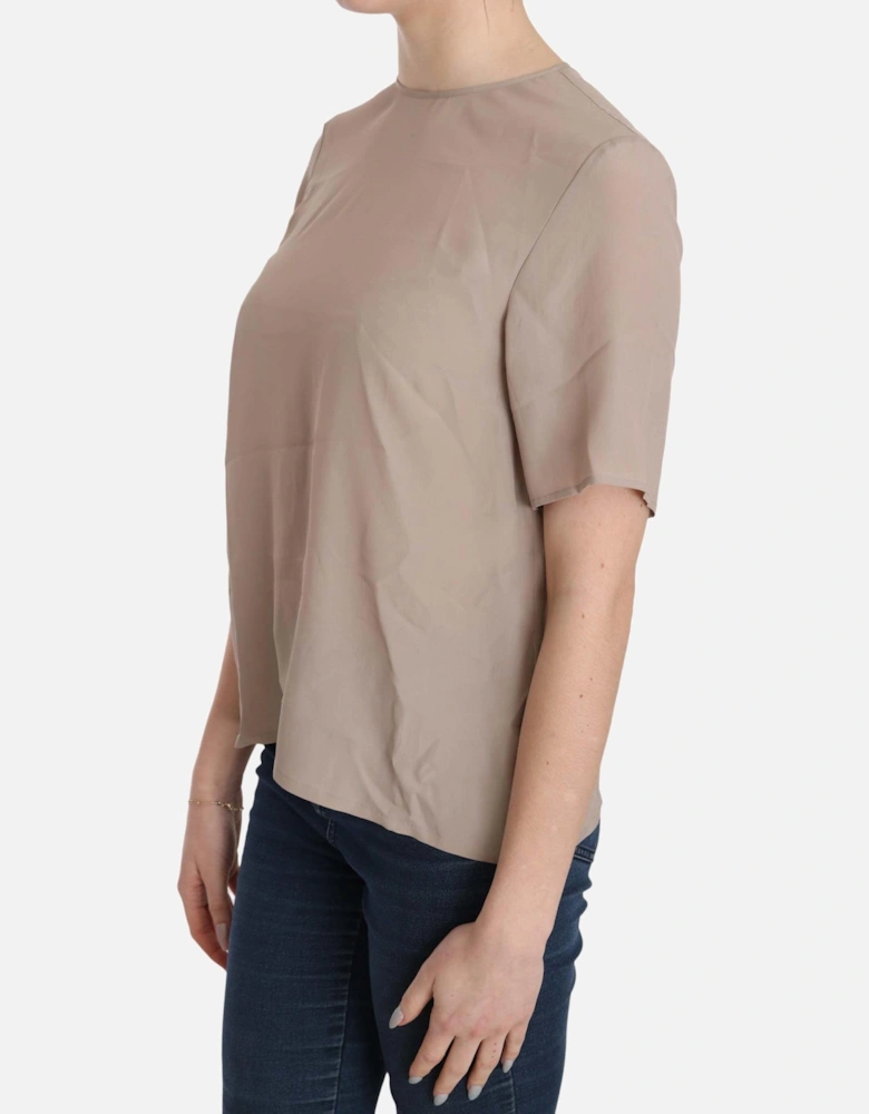 Dolce Gabbana Blouse Short Sleeve Relaxed Fit Women - Beige T-Shirts