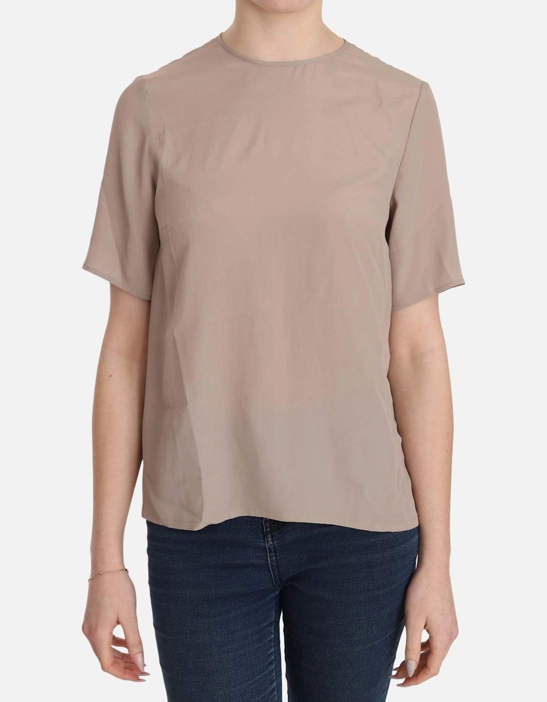 Dolce Gabbana Blouse Short Sleeve Relaxed Fit Women - Beige T-Shirts, 5 of 4