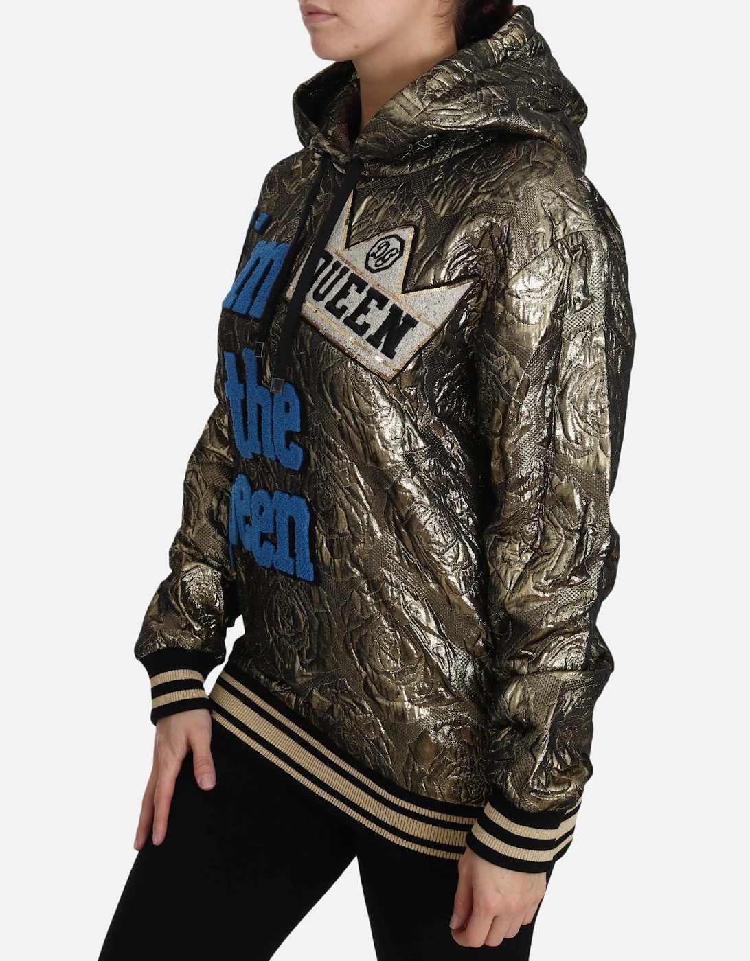 Rose Brocade Hoodie Model Im The Queen Women - Multicolor Sweaters