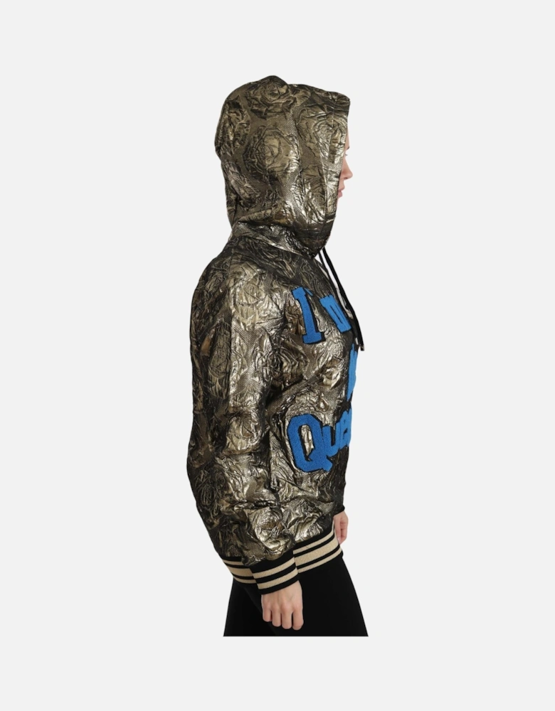 Rose Brocade Hoodie Model Im The Queen Women - Multicolor Sweaters