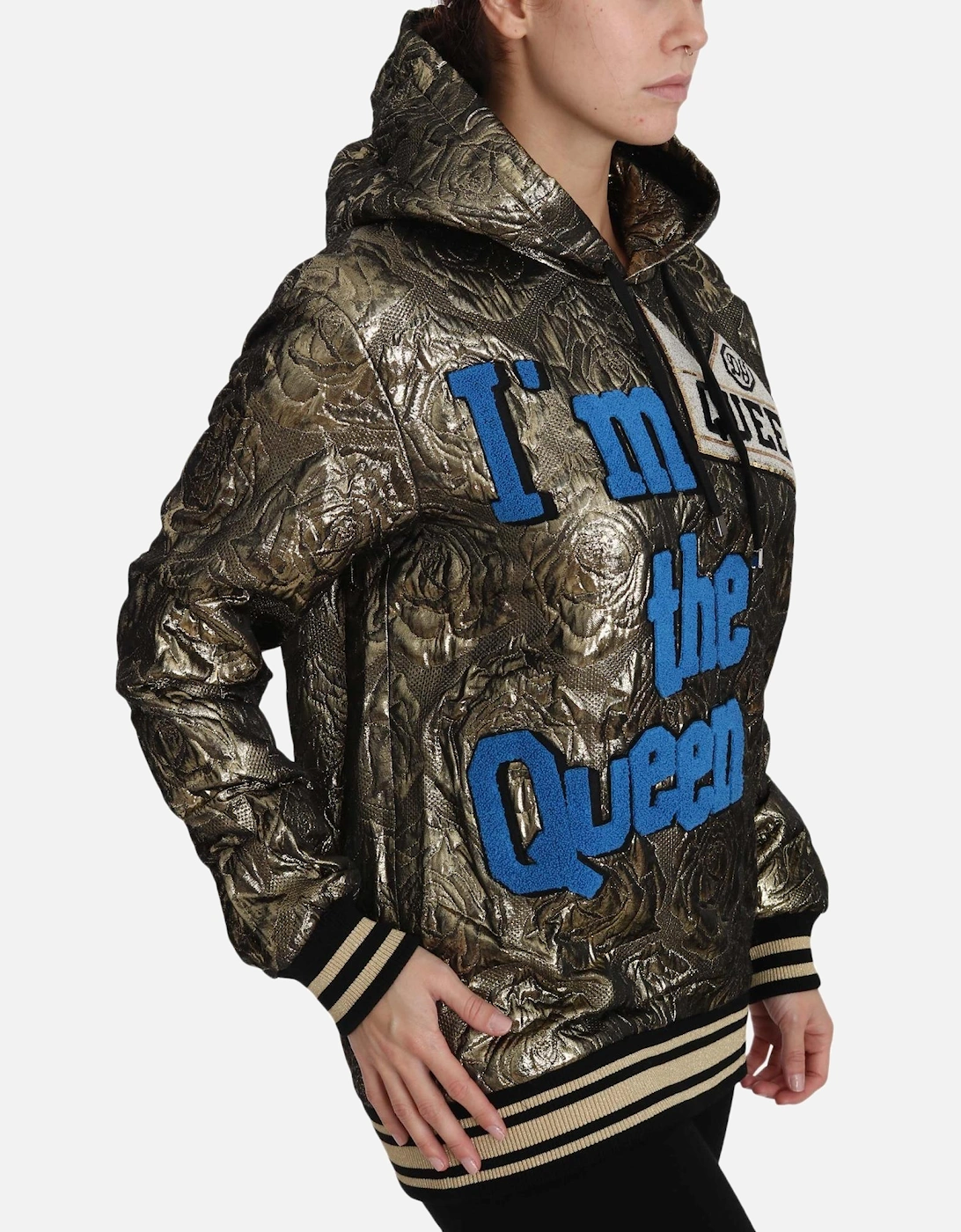Rose Brocade Hoodie Model Im The Queen Women - Multicolor Sweaters
