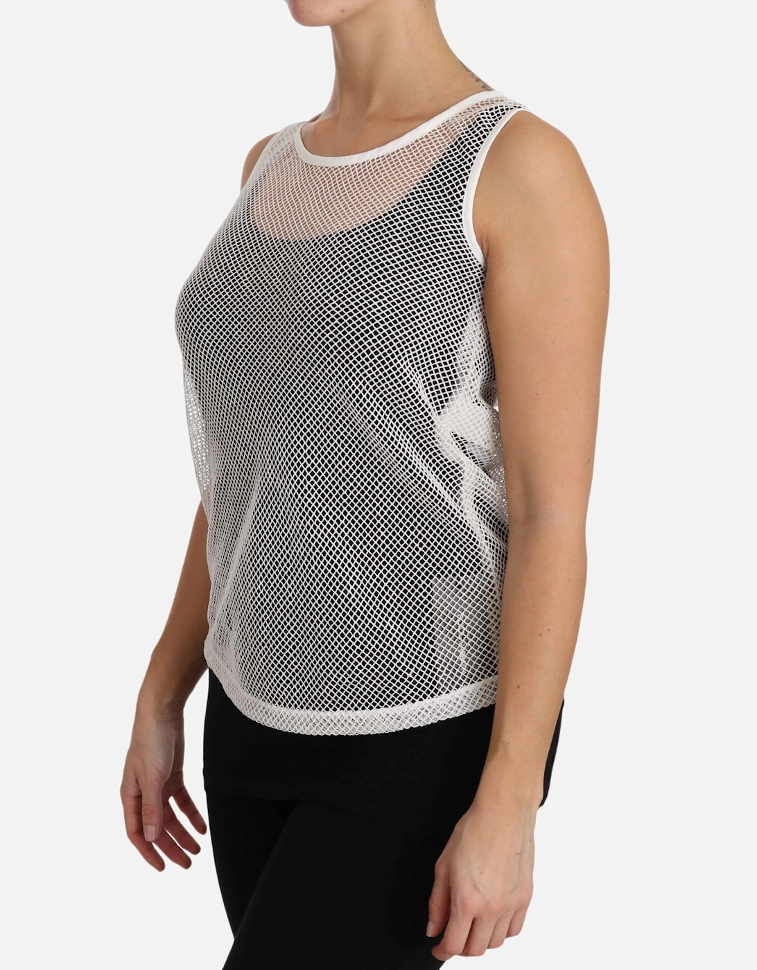 Dolce Gabbana Mesh Sleeveless Top Women - White T-Shirts