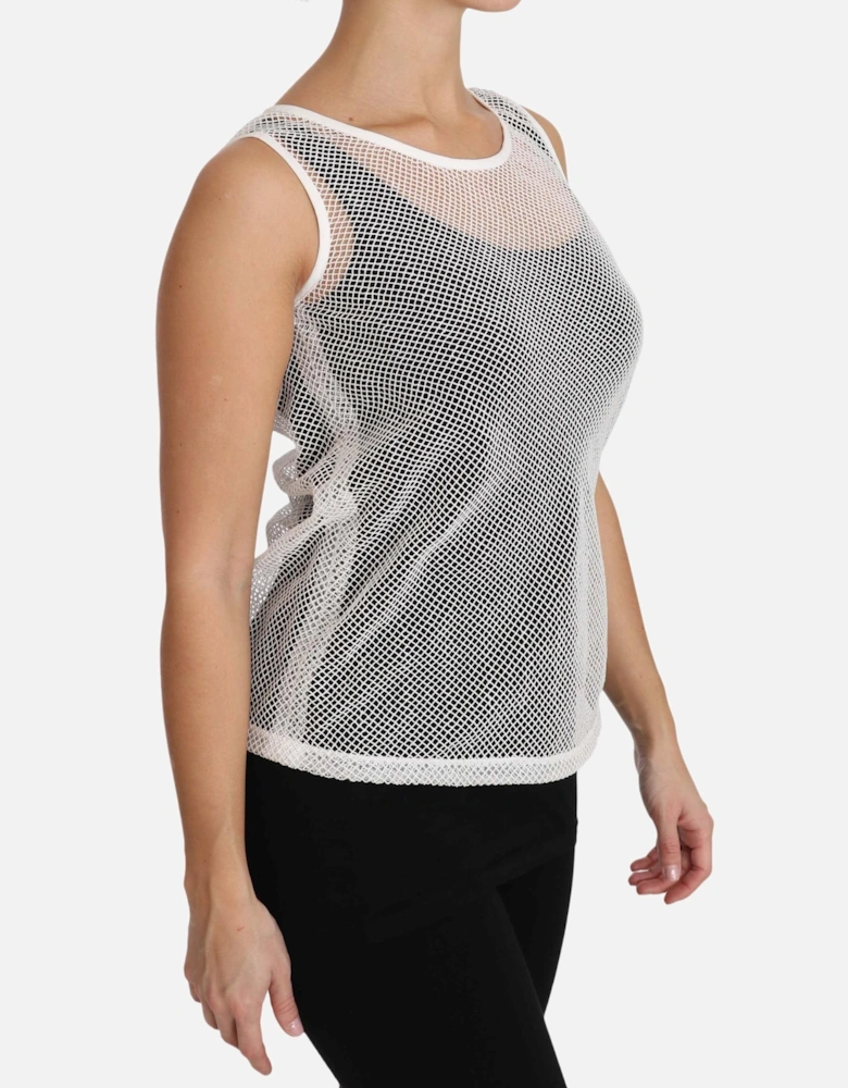 Dolce Gabbana Mesh Sleeveless Top Women - White T-Shirts