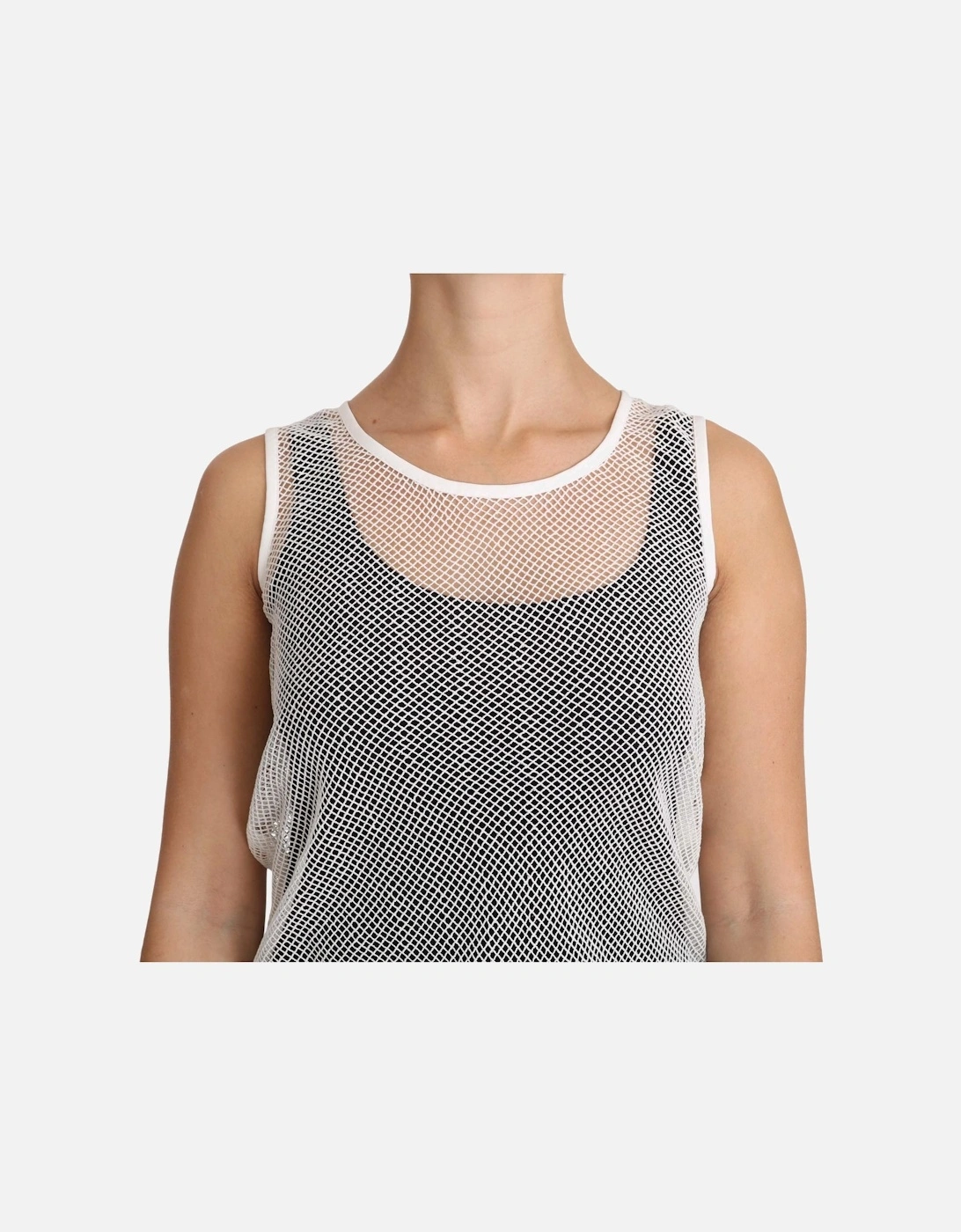 Dolce Gabbana Mesh Sleeveless Top Women - White T-Shirts