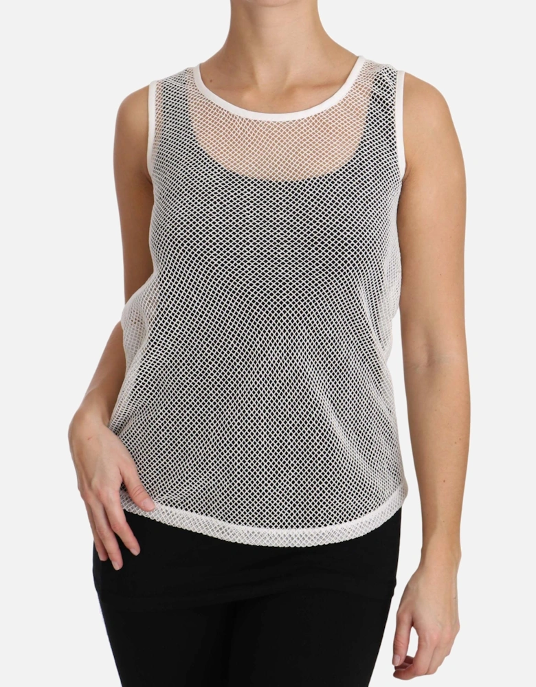 Dolce Gabbana Mesh Sleeveless Top Women - White T-Shirts