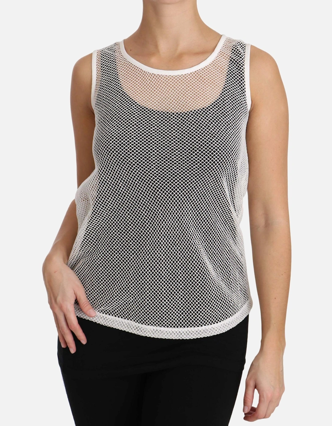 Dolce Gabbana Mesh Sleeveless Top Women - White T-Shirts