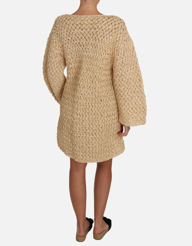 Raffia Knit Cardigan 34 Sleeves Women - Beige Sweaters