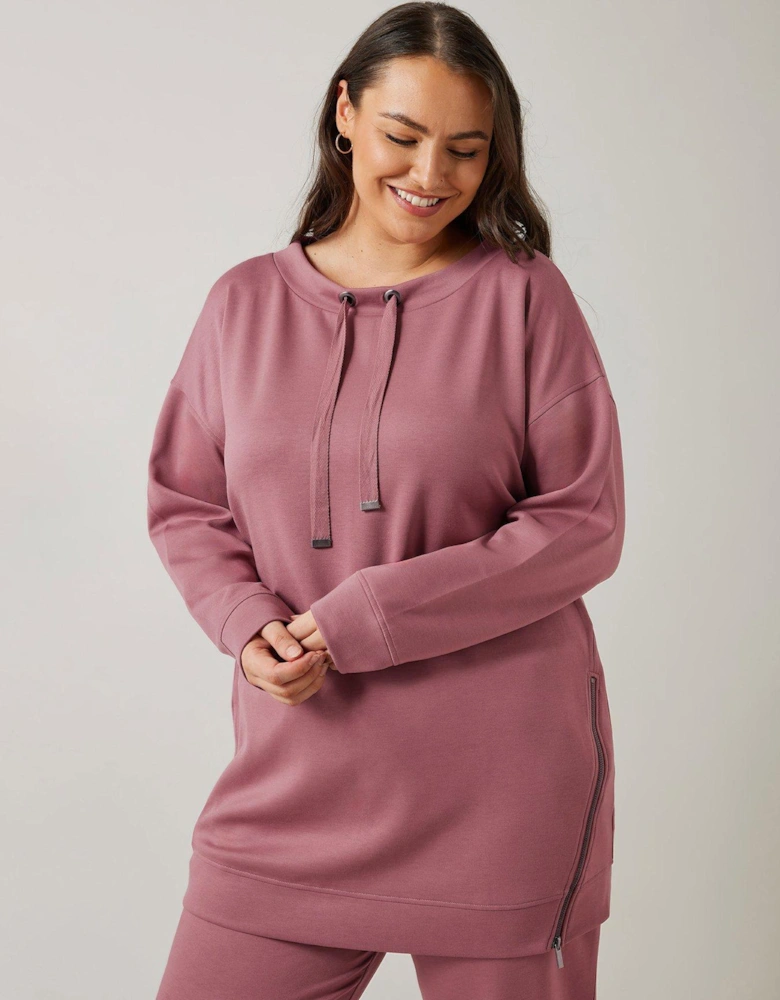 Zip Detail Sweatshirt - Pink