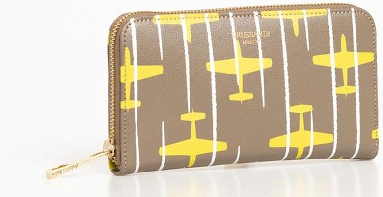 ZipAround Airplane Print Wallet Women - Beige