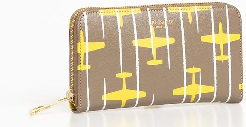 ZipAround Airplane Print Wallet Women - Beige