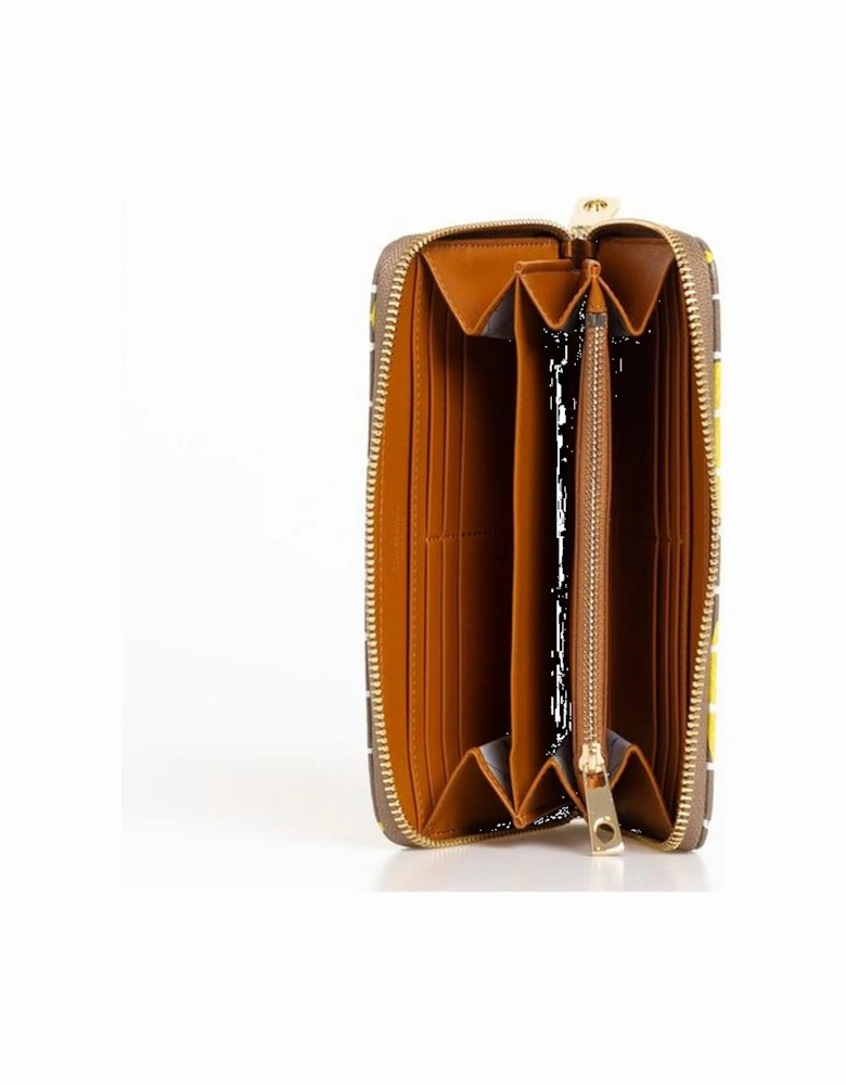 ZipAround Airplane Print Wallet Women - Beige