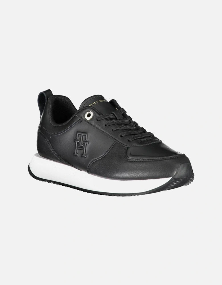 Laced Sports Shoe with Contrast Details and Logo. Women - Black
