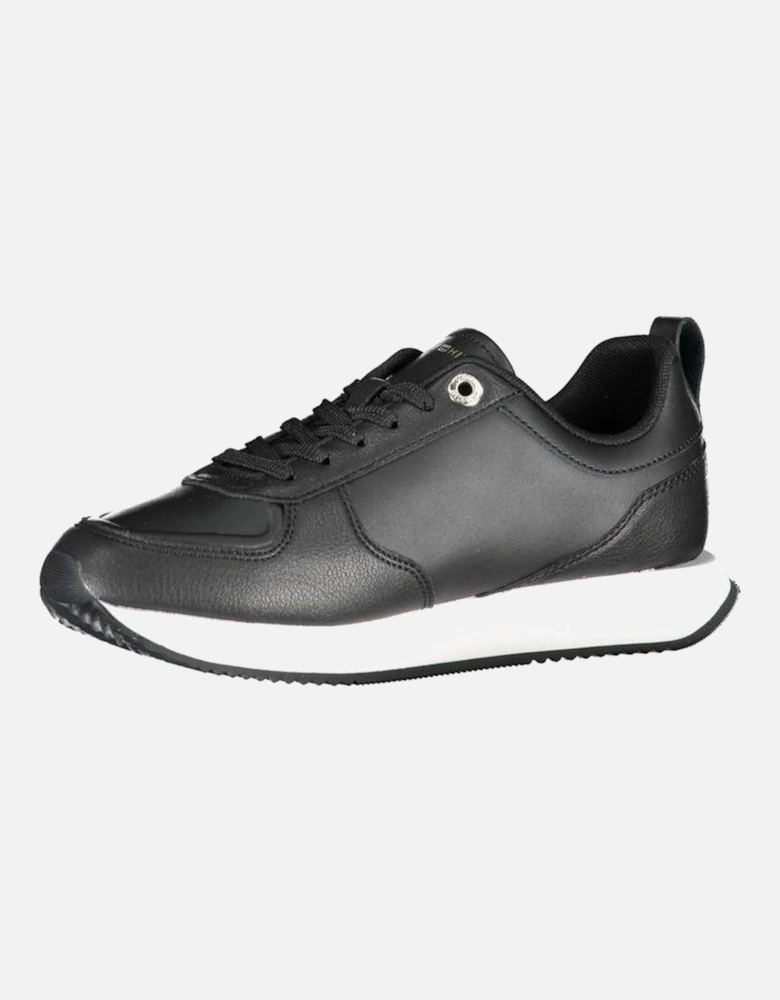Laced Sports Shoe with Contrast Details and Logo. Women - Black