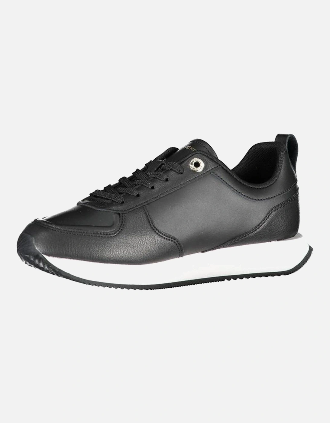 Laced Sports Shoe with Contrast Details and Logo. Women - Black