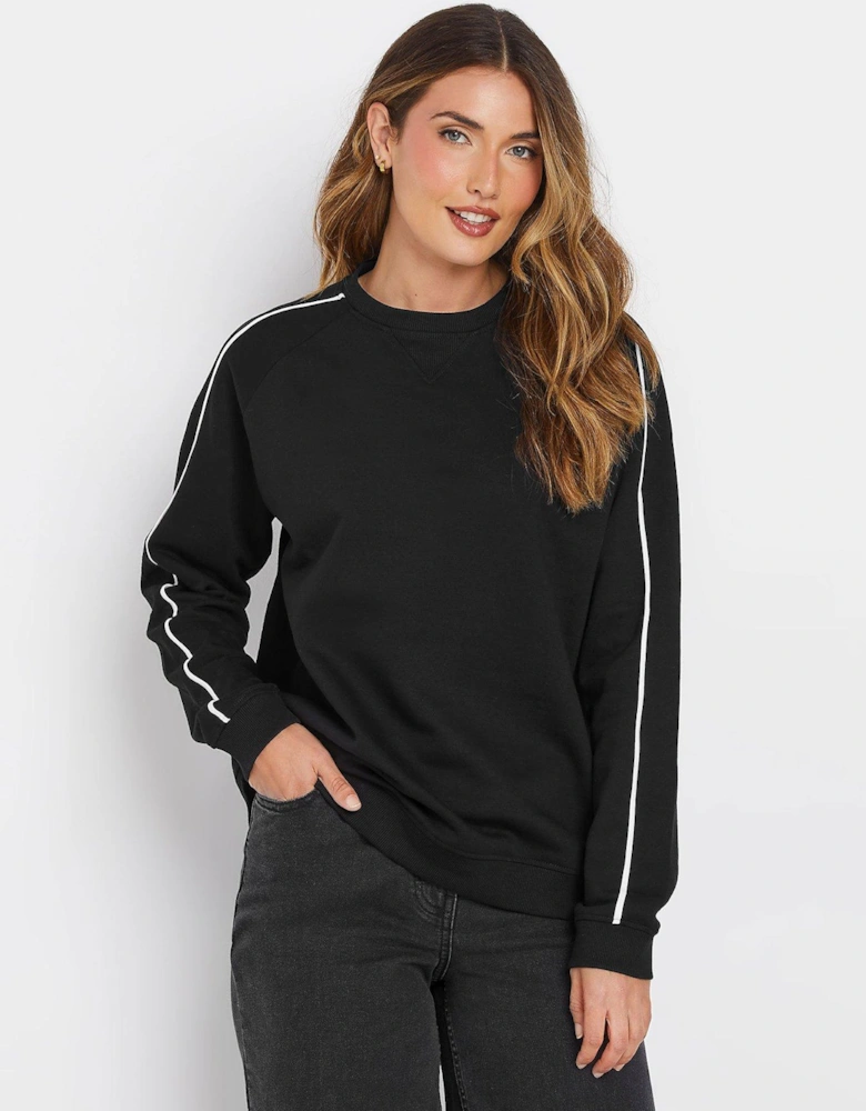 Piped Raglan Sweat - Black