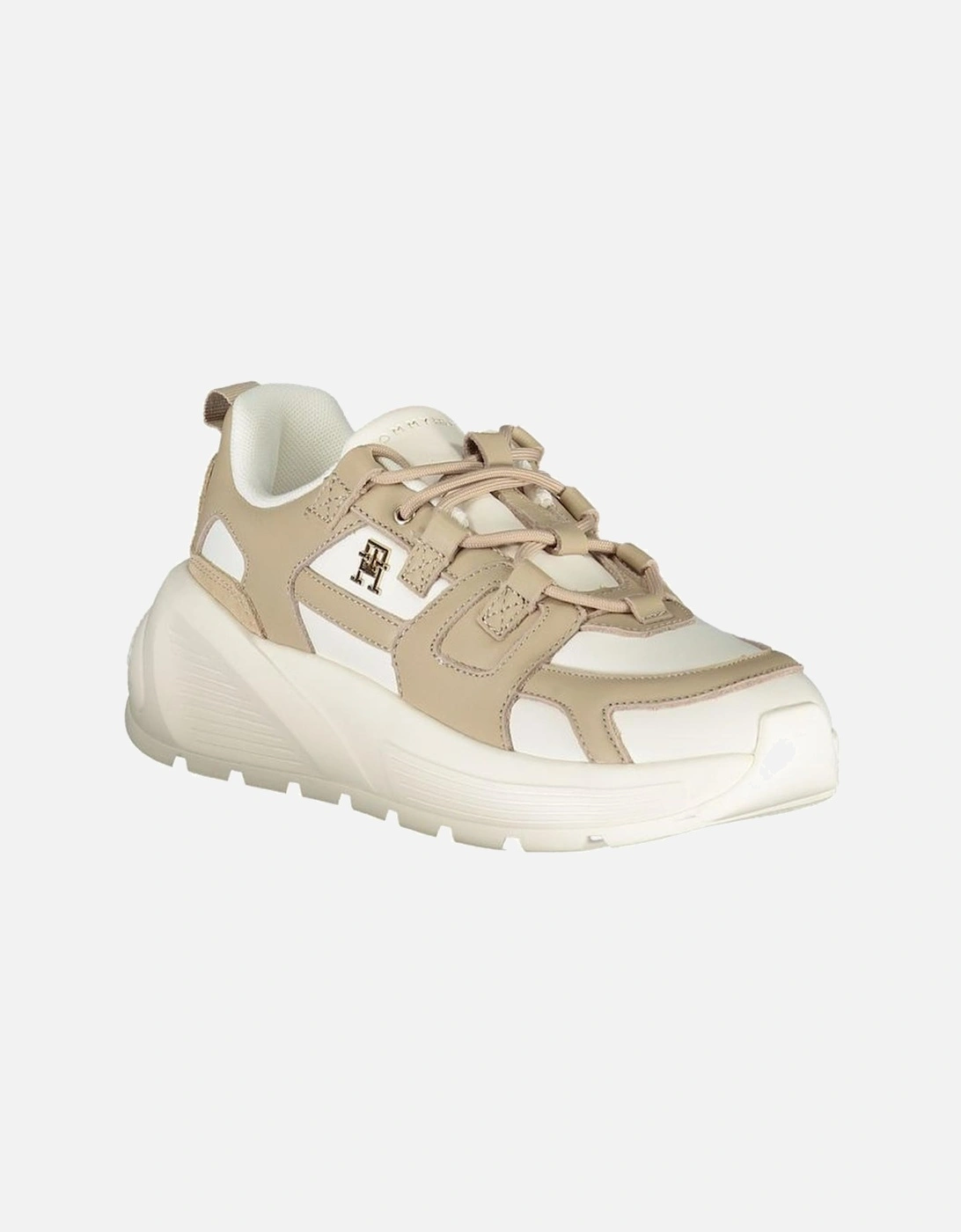 Sporty Lace-Up Shoes with Contrast Details and Logo Women - White