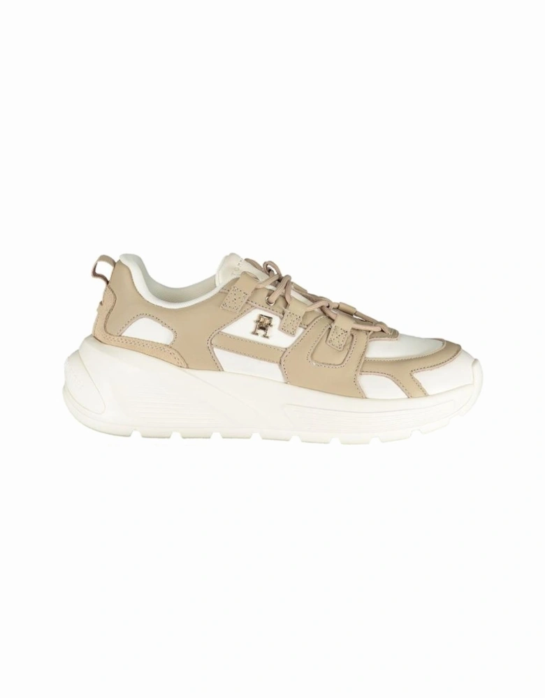 Sporty Lace-Up Shoes with Contrast Details and Logo Women - White