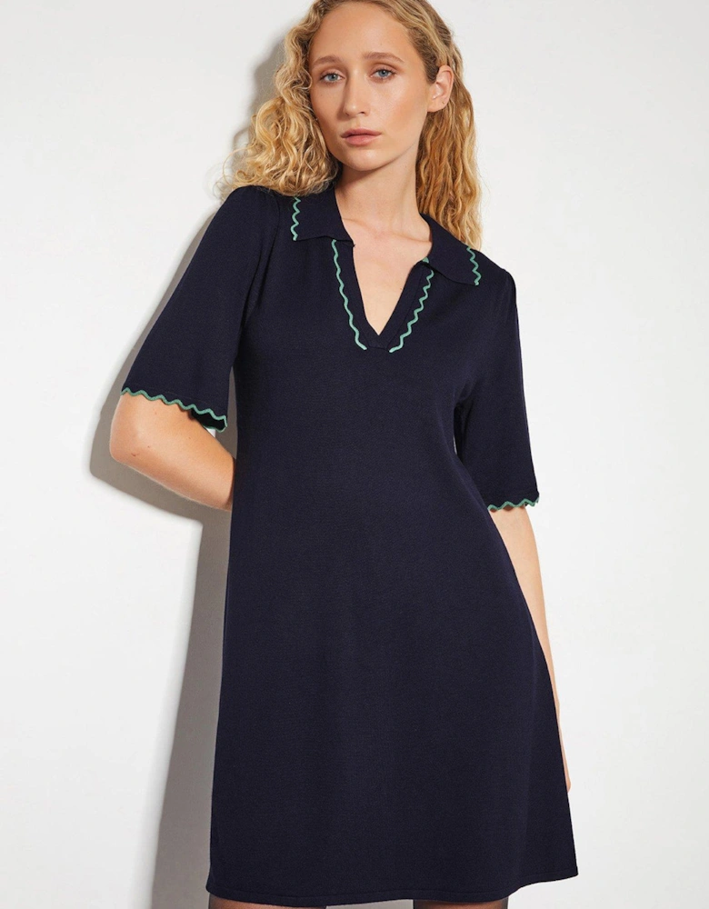 Cole Collar Dress - Navy