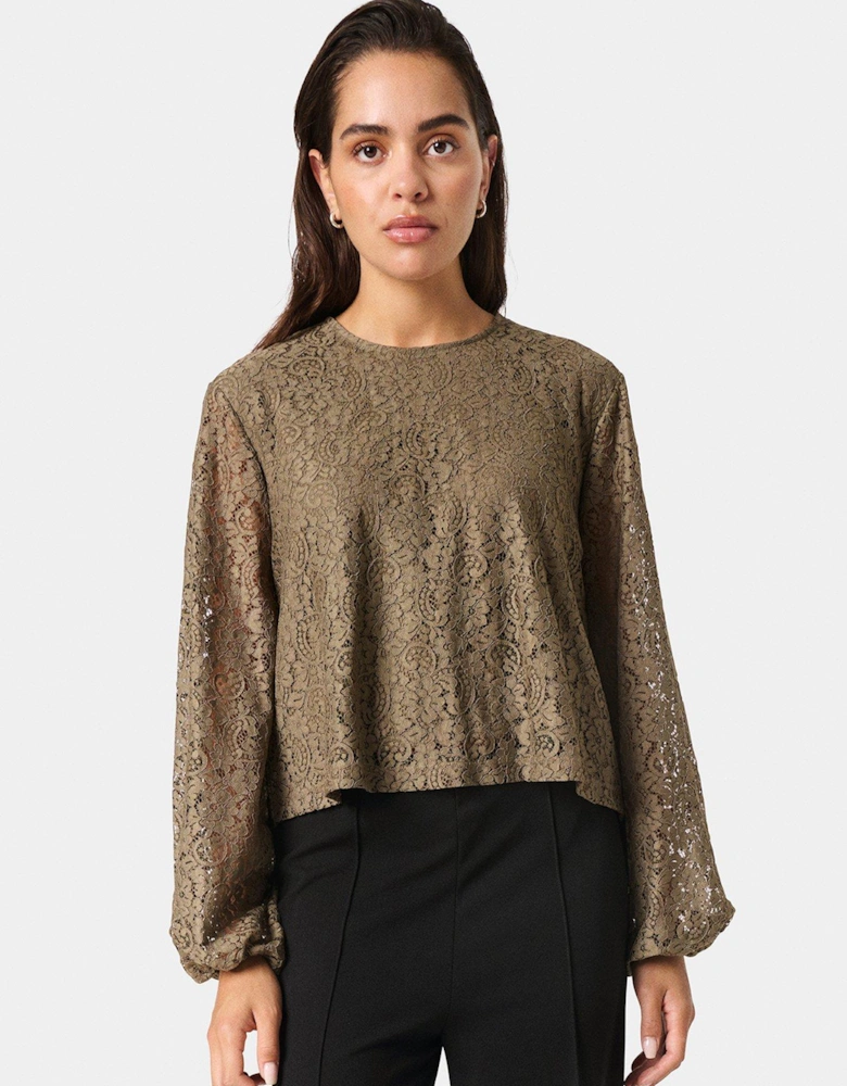 Henni Round Neck Regular Fit Blouse - Brown