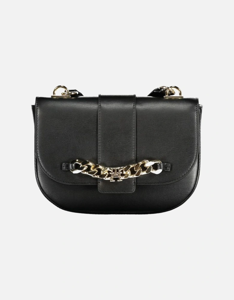 Contrast Shoulder Bag with Snap Closure and Logo Women - Black