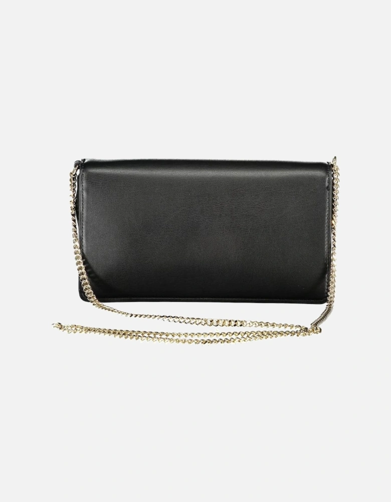 Chain Shoulder Bag with Internal Pocket and Snap Closure Women - Black